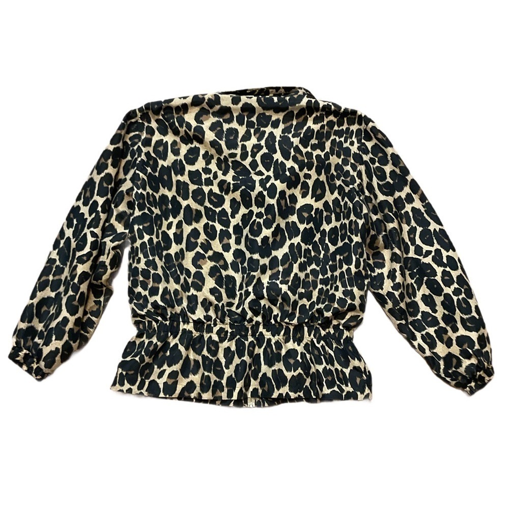 Vintage Petite Sophisticate Jacket Womens Leopard 100% Silk Zip up bomber jacket - Picture 3 of 10